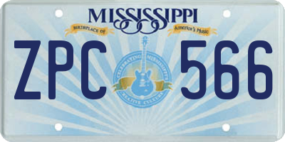 MS license plate ZPC566