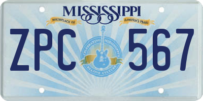 MS license plate ZPC567