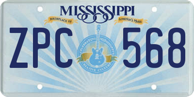 MS license plate ZPC568