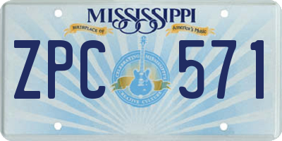 MS license plate ZPC571
