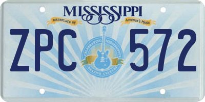 MS license plate ZPC572