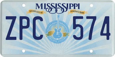 MS license plate ZPC574