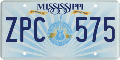 MS license plate ZPC575