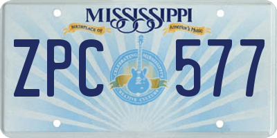 MS license plate ZPC577
