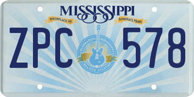 MS license plate ZPC578