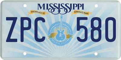 MS license plate ZPC580
