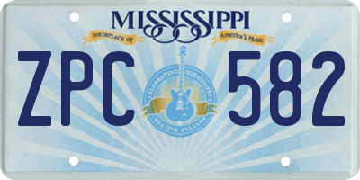 MS license plate ZPC582