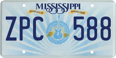 MS license plate ZPC588