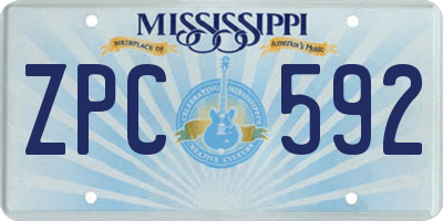 MS license plate ZPC592