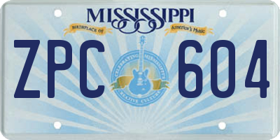 MS license plate ZPC604
