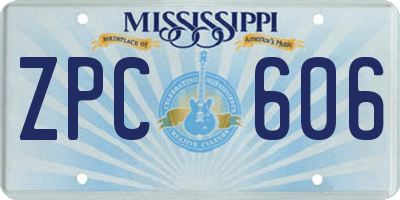 MS license plate ZPC606