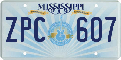 MS license plate ZPC607