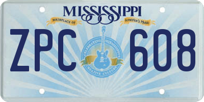 MS license plate ZPC608