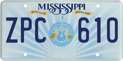 MS license plate ZPC610