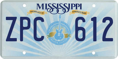 MS license plate ZPC612