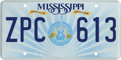 MS license plate ZPC613