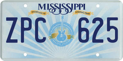 MS license plate ZPC625