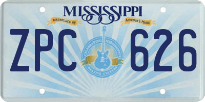 MS license plate ZPC626