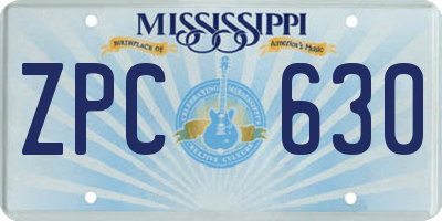 MS license plate ZPC630