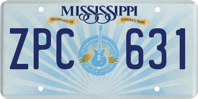 MS license plate ZPC631