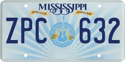 MS license plate ZPC632