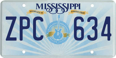 MS license plate ZPC634