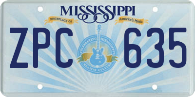 MS license plate ZPC635