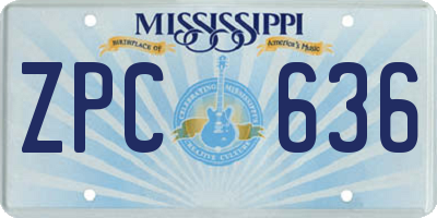 MS license plate ZPC636
