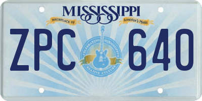 MS license plate ZPC640
