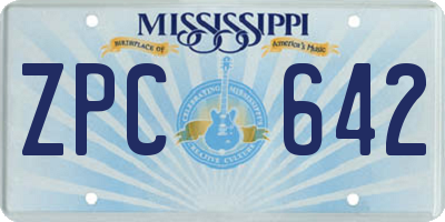 MS license plate ZPC642