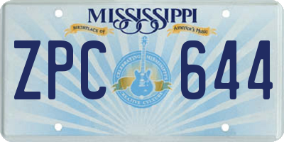 MS license plate ZPC644