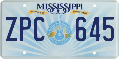 MS license plate ZPC645