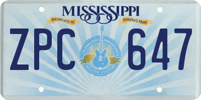 MS license plate ZPC647