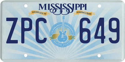 MS license plate ZPC649