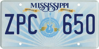 MS license plate ZPC650