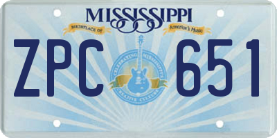 MS license plate ZPC651