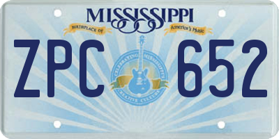 MS license plate ZPC652