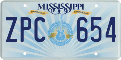 MS license plate ZPC654