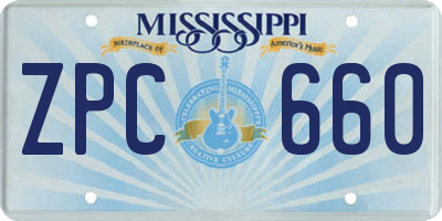 MS license plate ZPC660