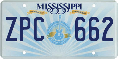 MS license plate ZPC662