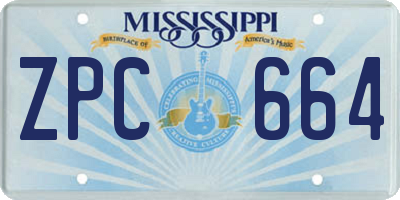 MS license plate ZPC664