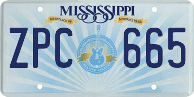 MS license plate ZPC665