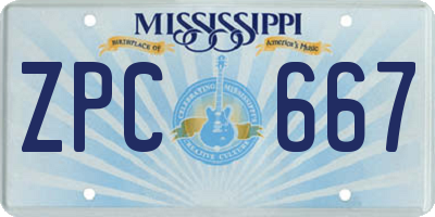 MS license plate ZPC667