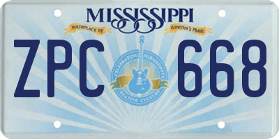 MS license plate ZPC668