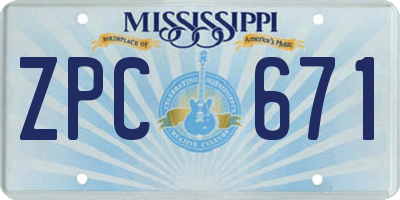MS license plate ZPC671