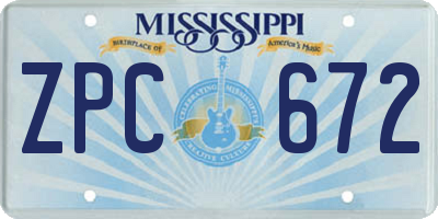 MS license plate ZPC672