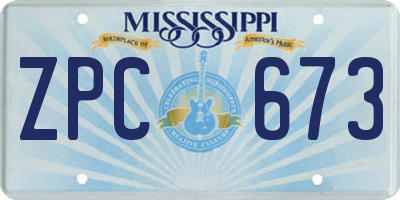 MS license plate ZPC673