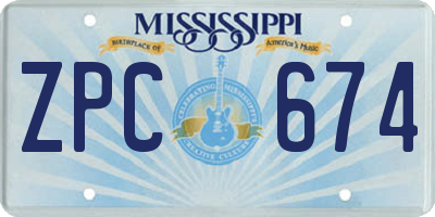 MS license plate ZPC674