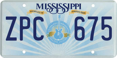 MS license plate ZPC675