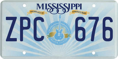 MS license plate ZPC676